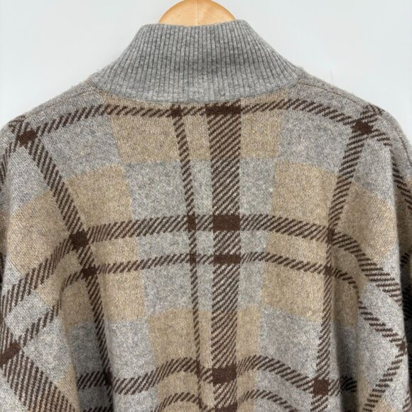 Note di Anita Plaid Poncho Sweater, One Size, Merino Wool Blend, Made in Italy - Picture 5 of 9
